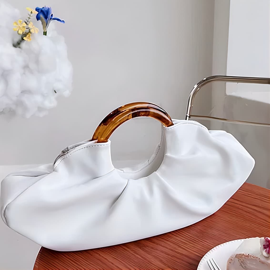 モード系ファッション トートルシェル ハンドル クラウドバッグ