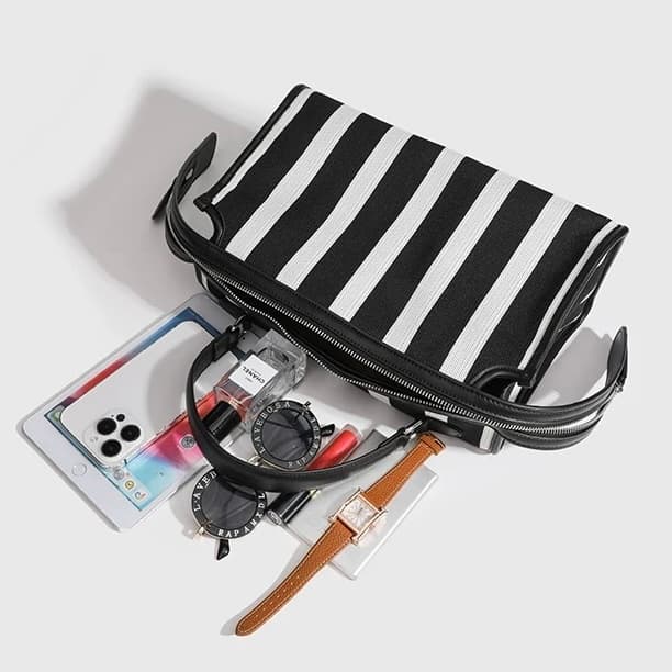 モード系 シンプルストライプ カジュアル&モードに使える – ボーダーハンド&ショルダーバッグ