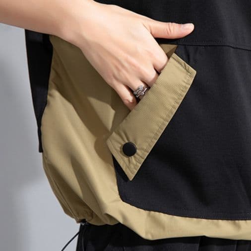 モード系 ワークポケットデザインで魅せるモードTシャツ|スポーティ&シティライクなセットアップ風トップス