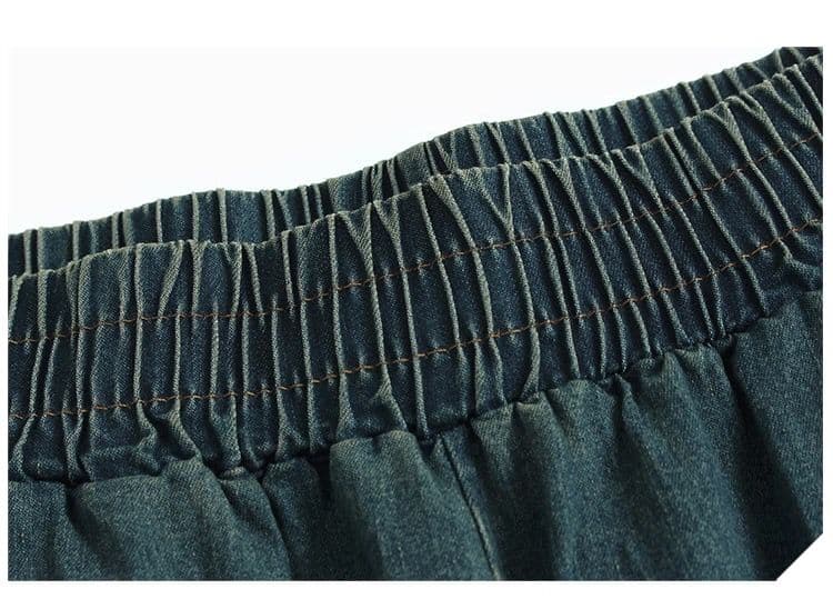 モード系ファッション【体型カバーも叶う】デニム風フリルワイドパンツ《スカート見え/裾フリル付き》