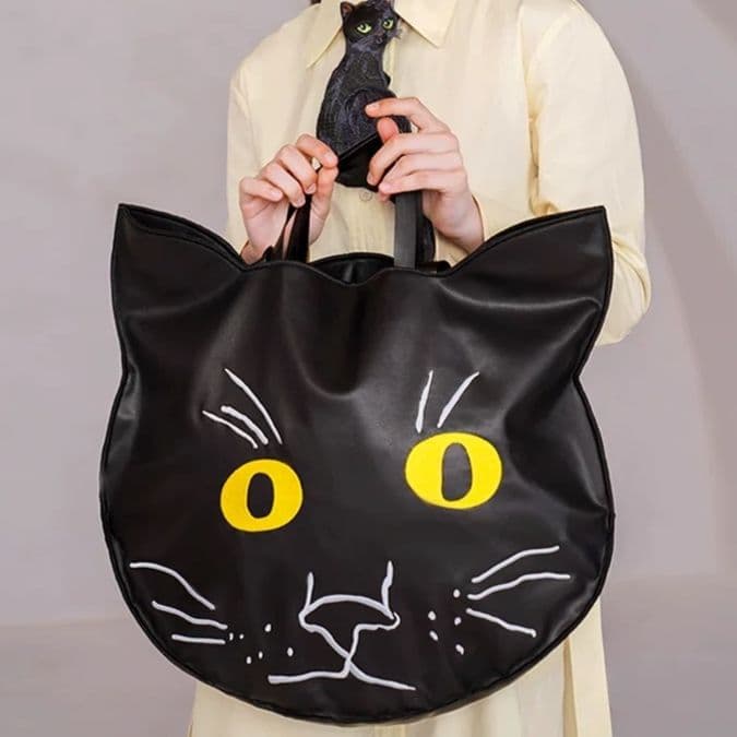 モード系ファッションブラックキャットデザインバッグ