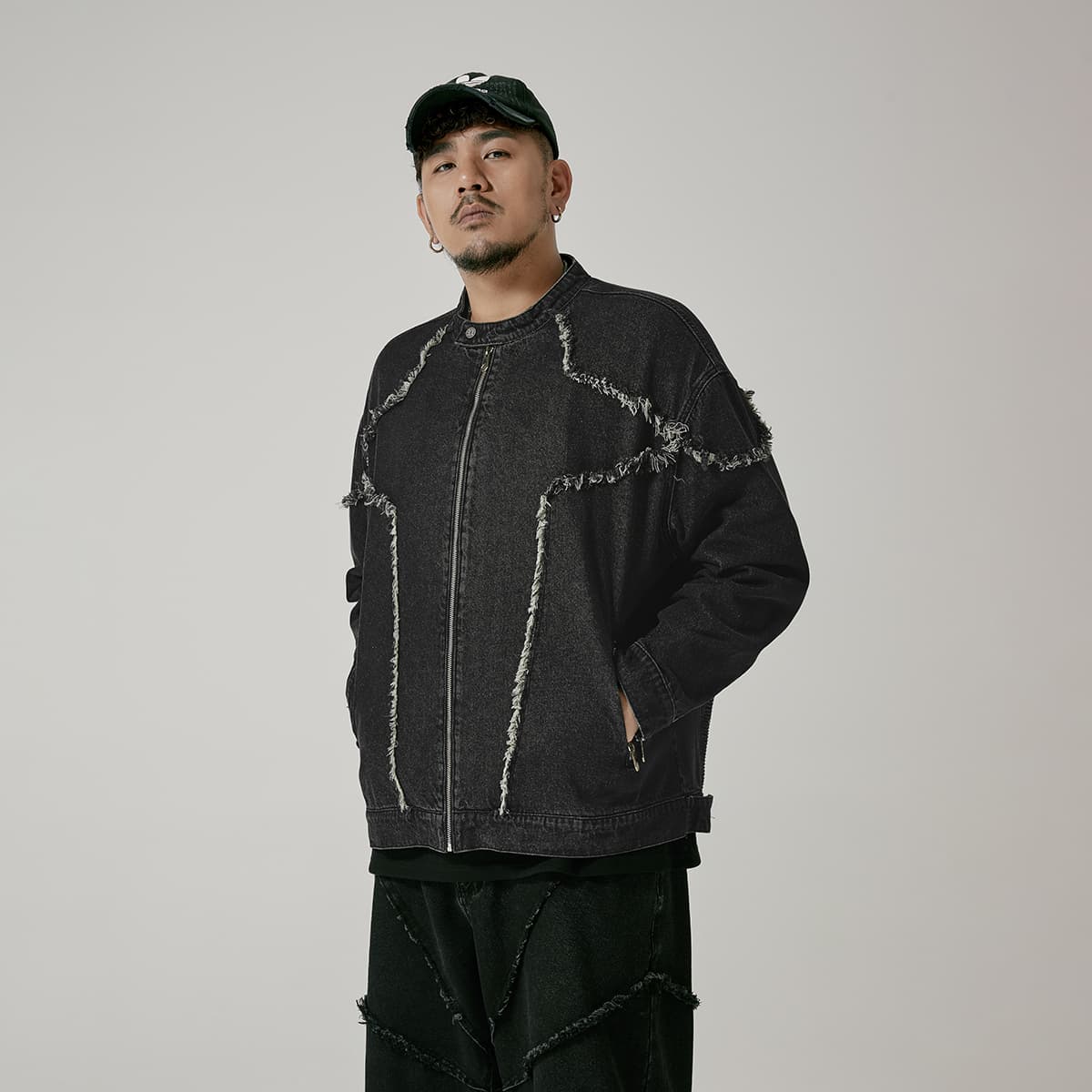 モード系ファッション春秋アウター ダメージデニムジャケット メンズ レディース 大きいサイズ XL~6XL