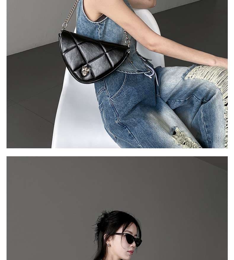 モード系ファッション エッジーシックなキルティングショルダーバッグ