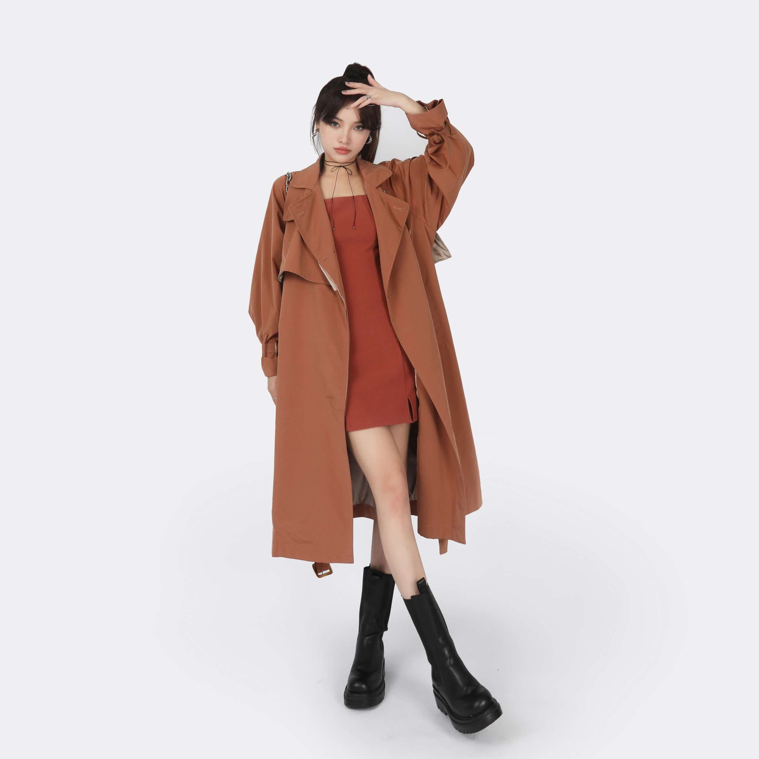 モード系ファッション トレンチ風ロングコート