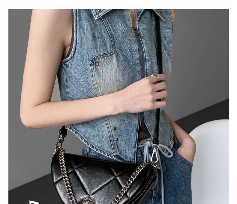 モード系ファッション エッジーシックなキルティングショルダーバッグ