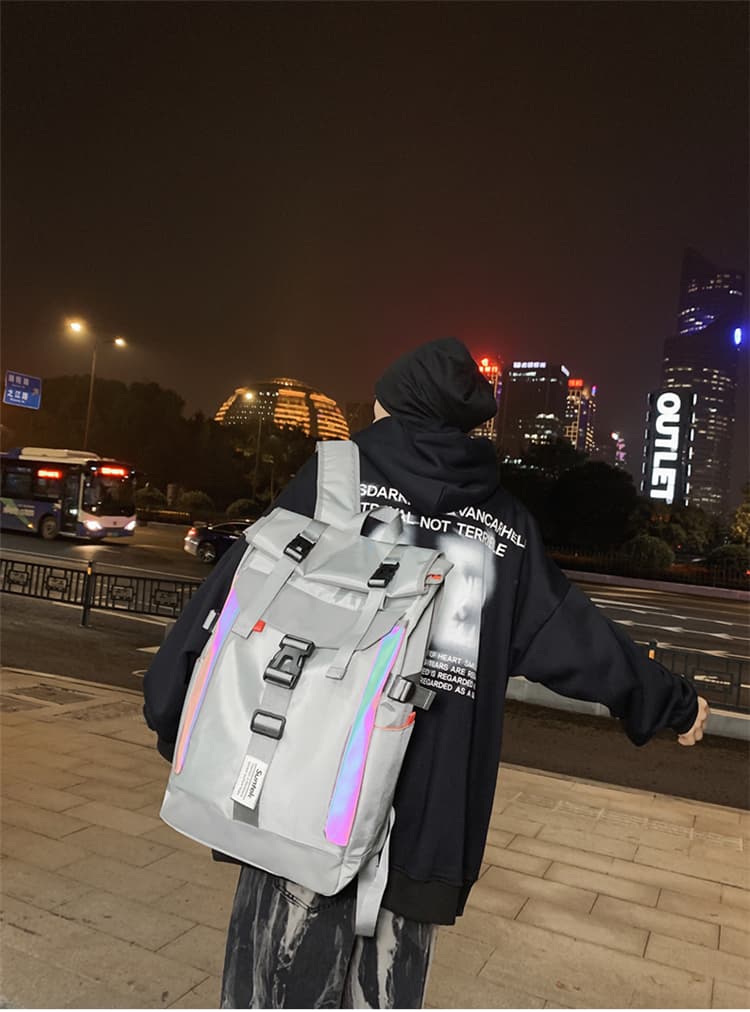 モード系ファッションホログラムライン シティバックパック