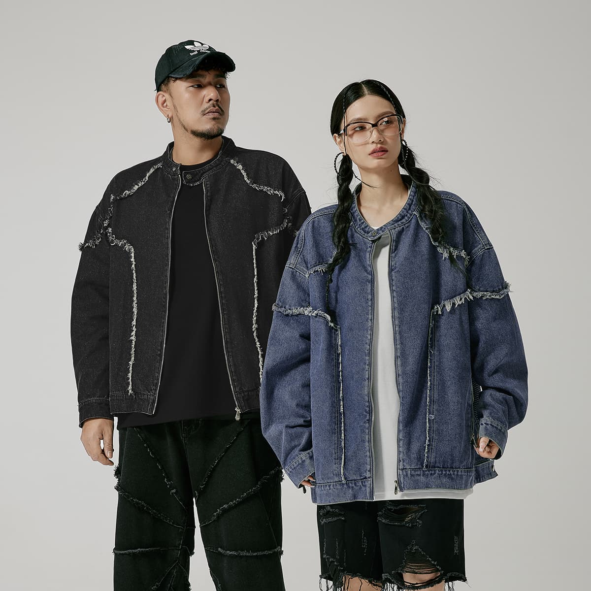 モード系ファッション春秋アウター ダメージデニムジャケット メンズ レディース 大きいサイズ XL~6XL