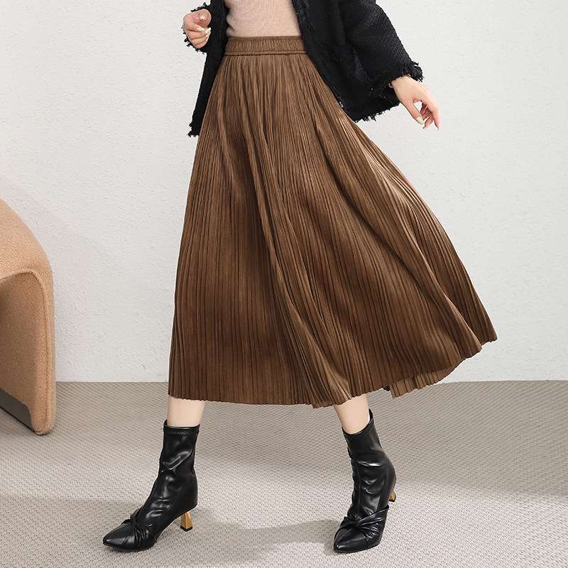 モード系ファッション プリーツロングスカート