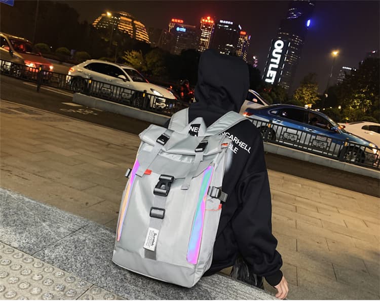 モード系ファッションホログラムライン シティバックパック