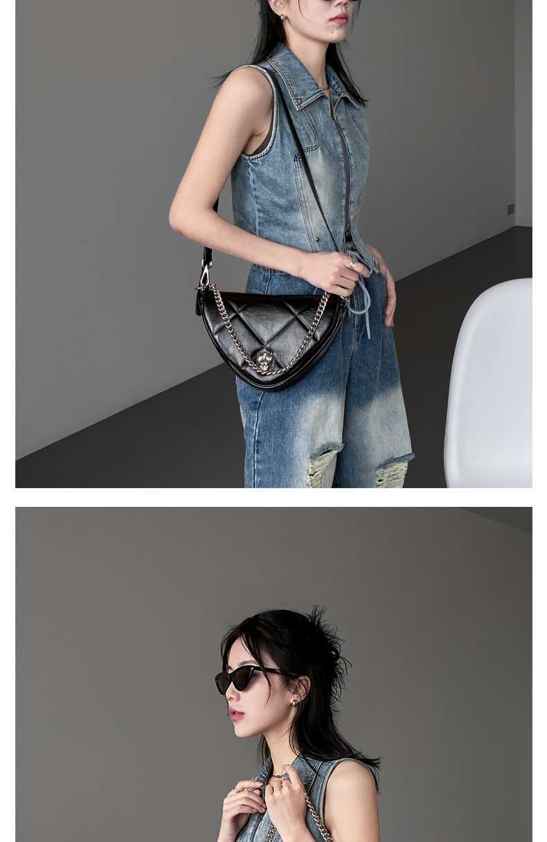 モード系ファッション エッジーシックなキルティングショルダーバッグ
