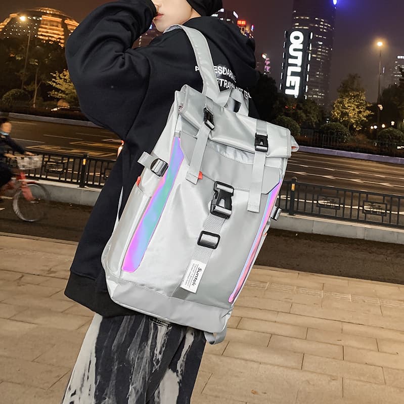モード系ファッションホログラムライン シティバックパック