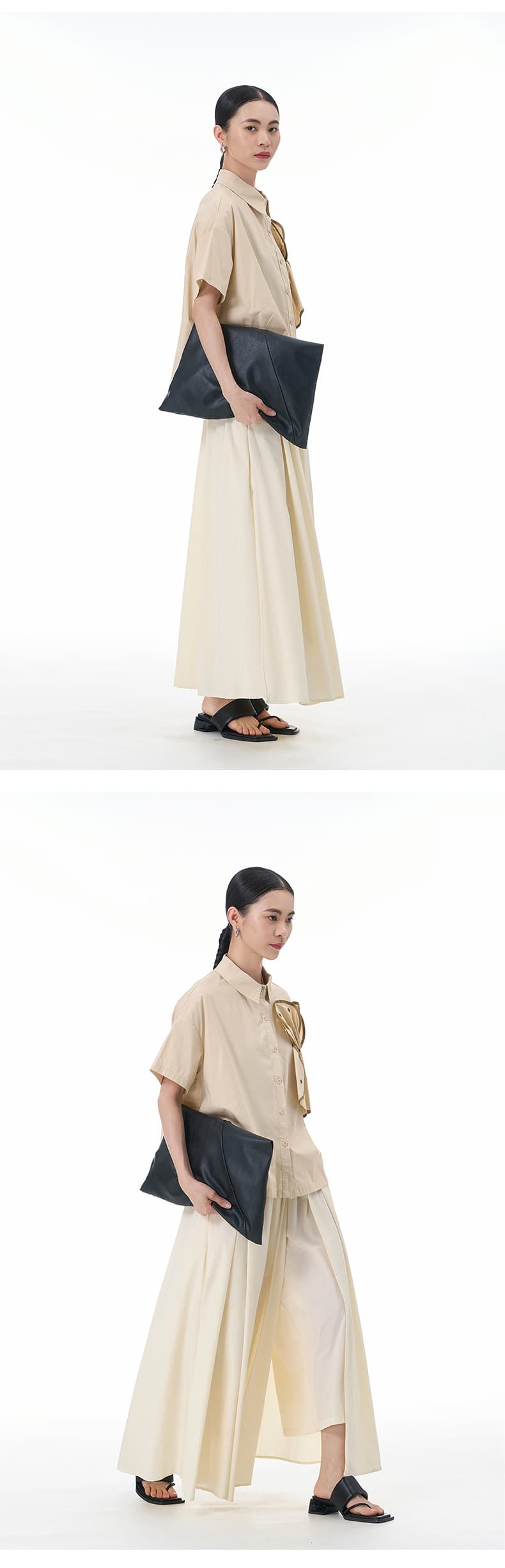 モード系 【立体フリルで魅せる】アシンメトリーフリルシャツブラウス(全5色)