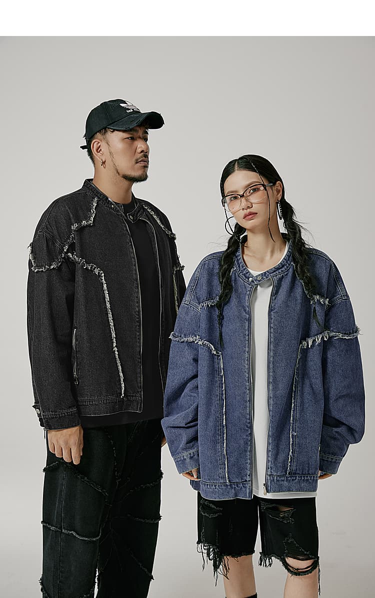 モード系ファッション春秋アウター ダメージデニムジャケット メンズ レディース 大きいサイズ XL~6XL