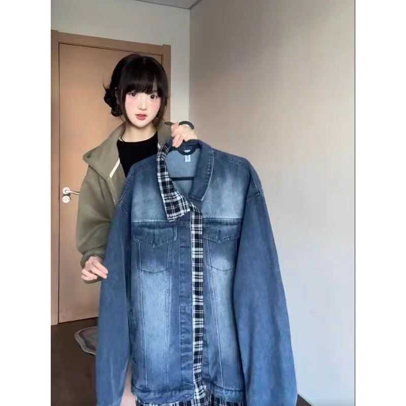 モード系ファッションおしゃれデニムジャケット 体型カバー ビッグシルエット レディース M~L フリー