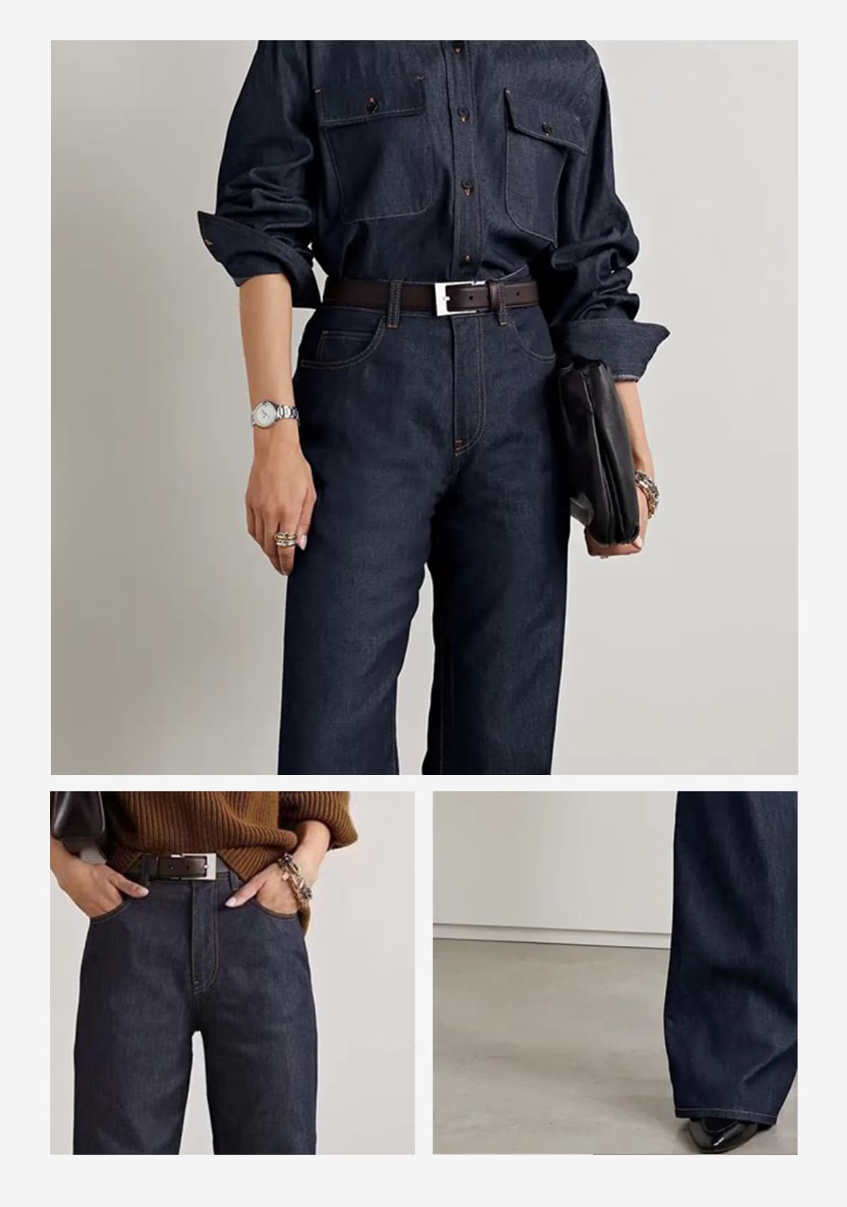 モード系ファッションクラシックデニムフレアパンツ