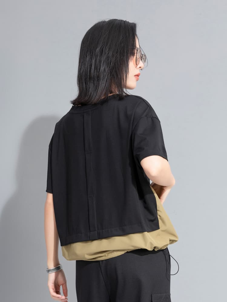モード系 ワークポケットデザインで魅せるモードTシャツ|スポーティ&シティライクなセットアップ風トップス