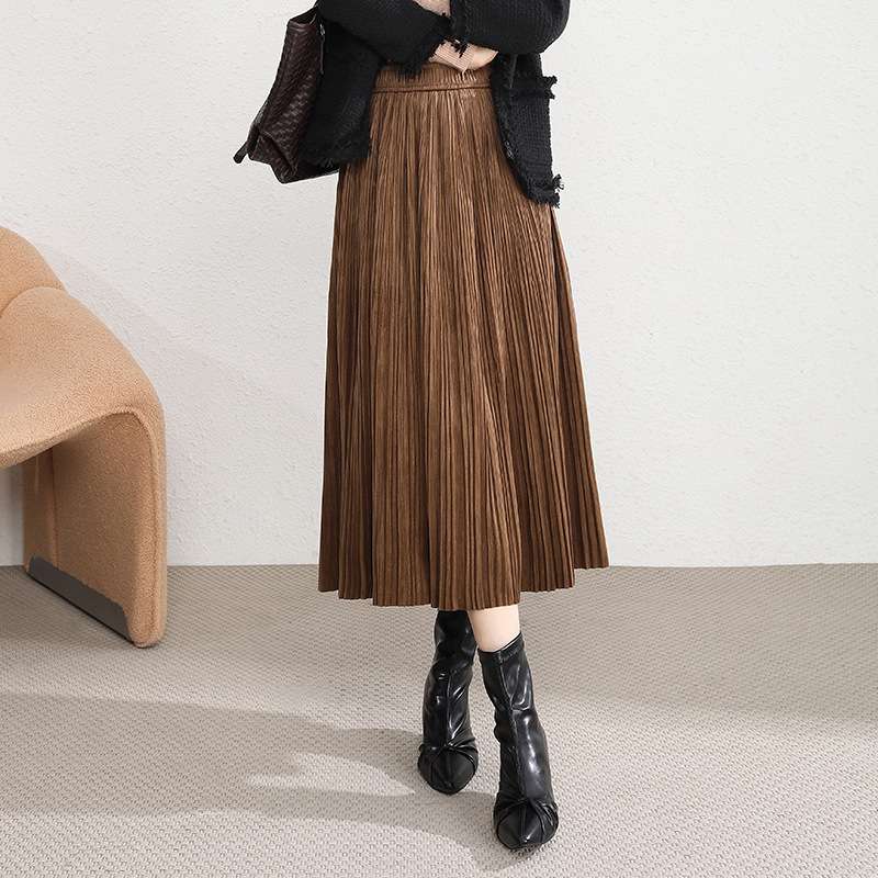 モード系ファッション プリーツロングスカート