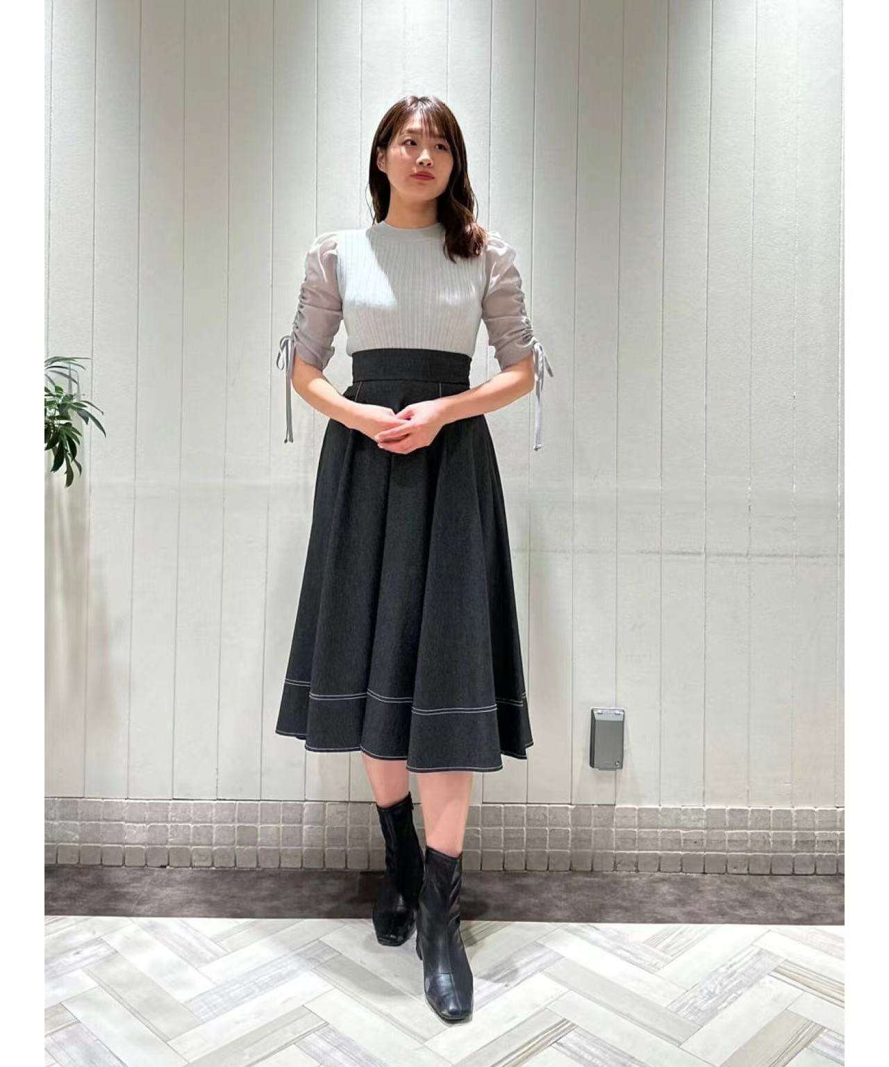 モード系ファッション フレアロングデニムスカート